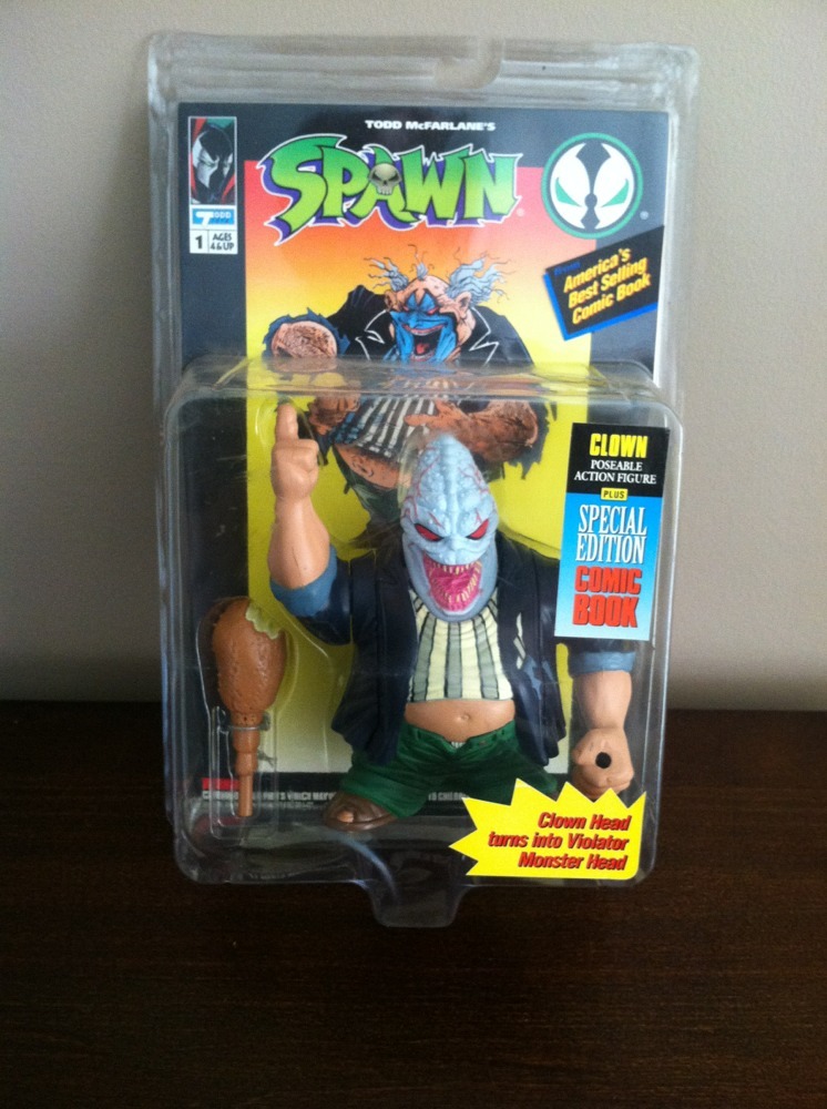 Spawn Clown AF w/Comic Book and Violator Monster Head AF MOC Still Sealed 1994!!