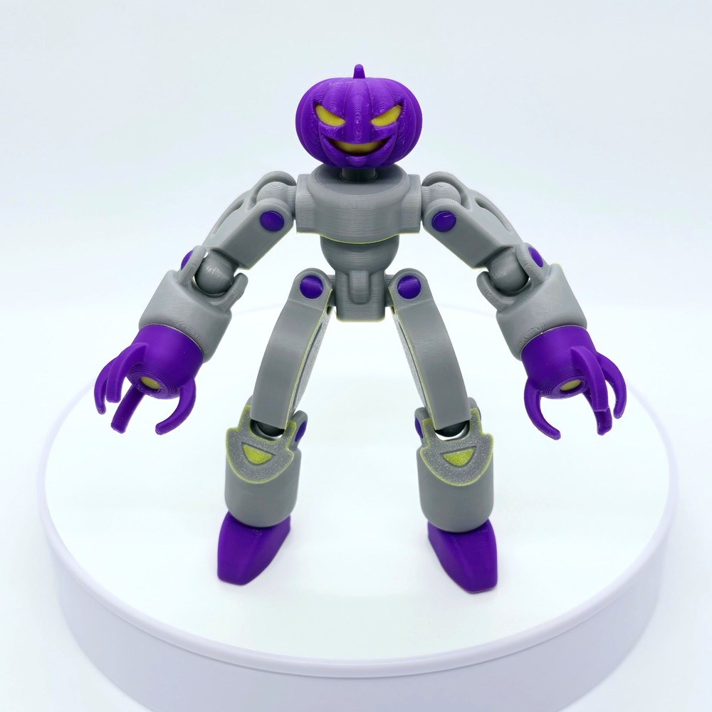 Pumpkin Jack | Robot Mech Action Figure | 3D Printed Humanoid Articulated Toy