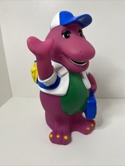 Vtg 1992 Lyons Group 7″ Barney Purple Dinosaur Coin Piggy Bank Back to School