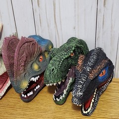 6 Lot Dinosaur Hand Puppets Rubber Dinosaur Head Puppet 3D Realistic Vary Nice