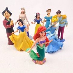 Disney princess Prince Figures Lot Of 8 Pvc Plastic Cake Toppers Wendy Mulan