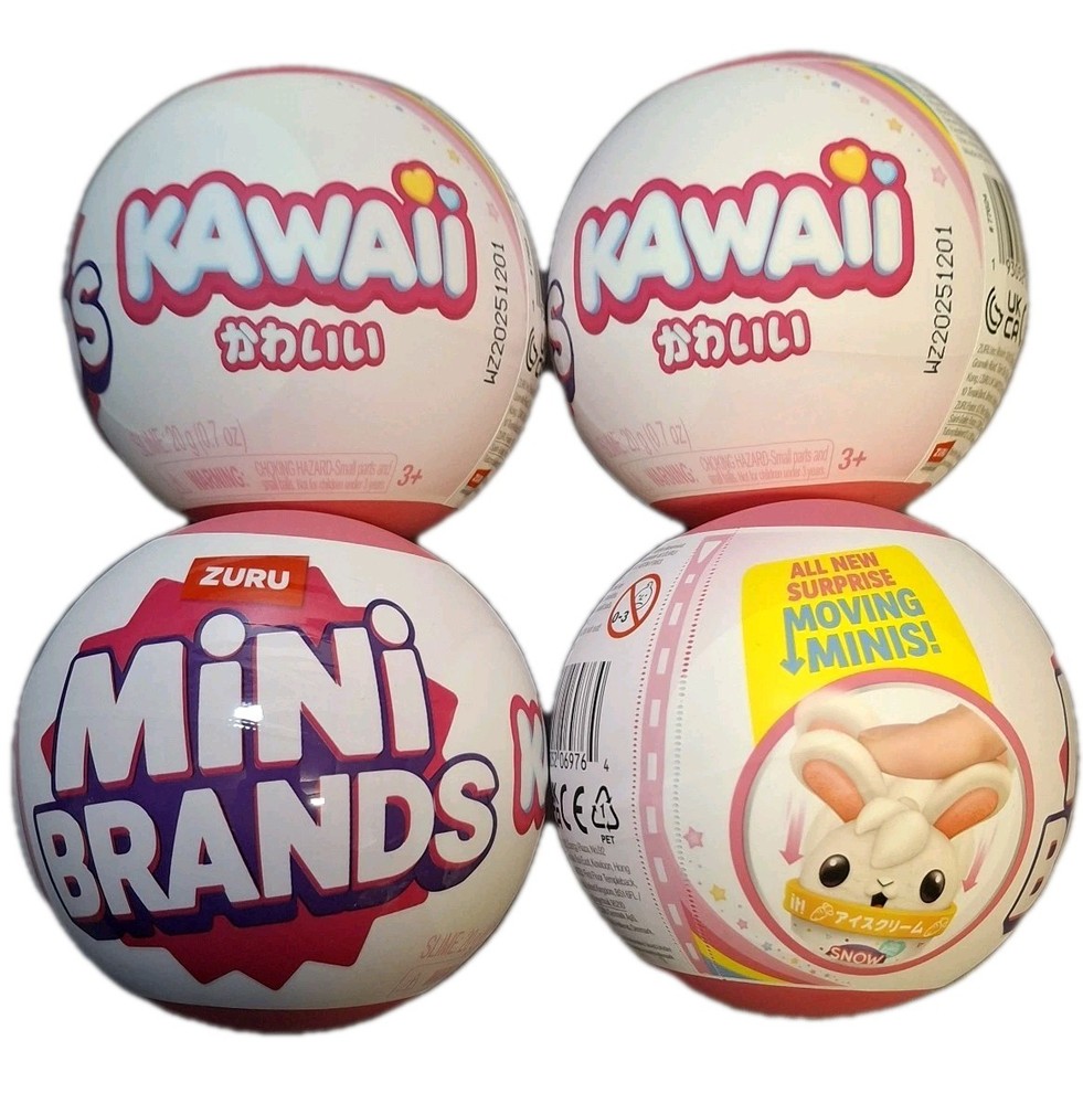 Lot Of 4 Sealed New Zuru Mini Brands Kawaii Mystery Capsule Miniature Moving Toy