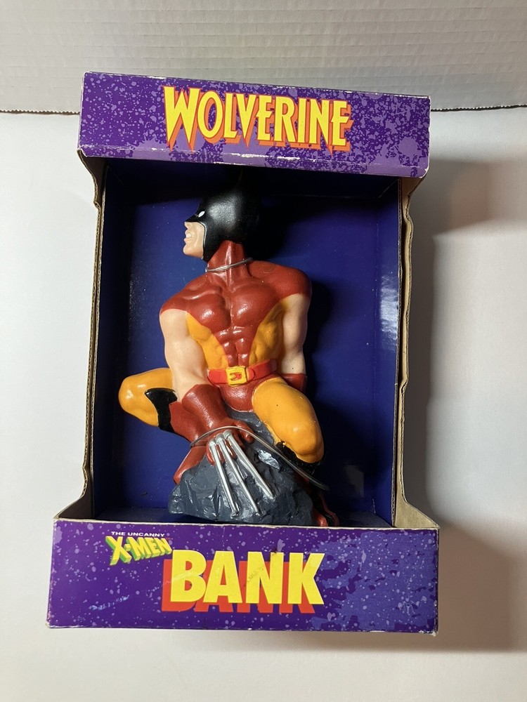 Vintage 1992 Marvel X-Men Wolverine Coin Bank Piggy Bank
