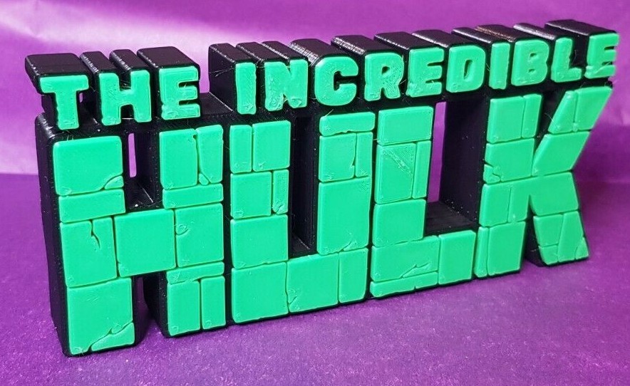 HULK – 3D Printed comic book logo – This is a great piece of shelf art. 150mm