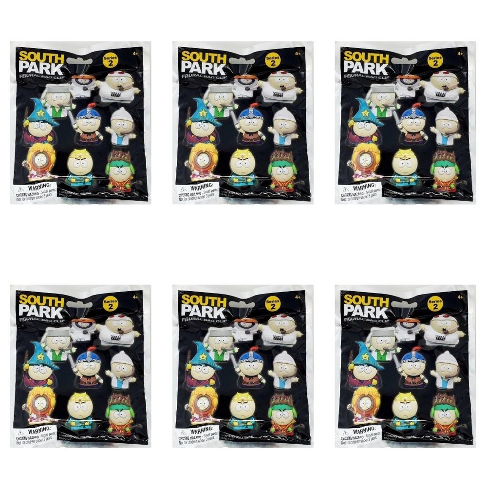 South Park Series 2 Character Figural 3D Bag Clip – Lot of 6 Sealed Blind Bags