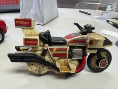 Red Ranger Doll with Motorcycle, Worn and Dirty, Unsure of Identity