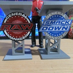 WWE Mattel Elite RAW/SMACKDOWN Anonymous General Manager Podium Accessory Bundle