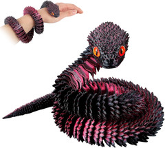 24In 3D Printed Snake,Flexible 3D Printed Animal,Articulated 3D Printed Crystal
