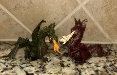 Papo Dragon Figures 2005 Green 1999 Red 4″ Breathing Fire Pretend Play