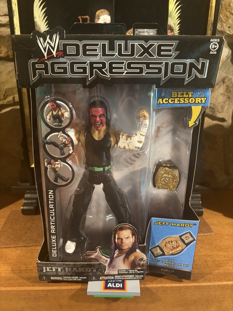 2009 WWE Jakks Deluxe Aggression Series 21 Jeff Hardy with Face Paint Belt NIB
