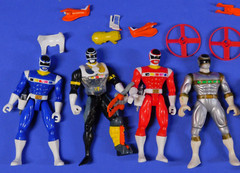 POWER RANGERS IN SPACE FIGURE LOT OF 5 BLUE, RED, SILVER, BLACK BATTLIZED