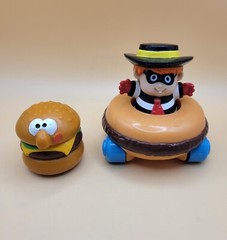 2 Vintage Fast Food Toys ~ 1989 BK Lickety Split Racer & 1996 Hamburgler Racer🍔
