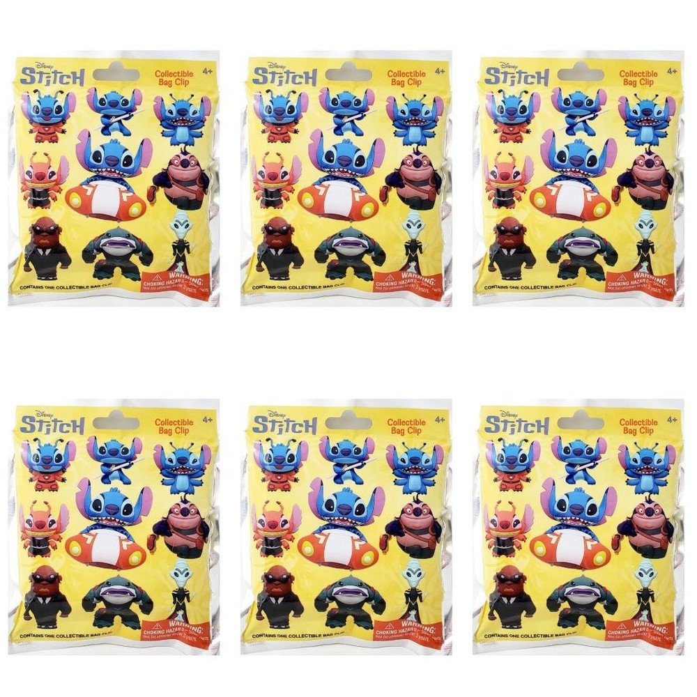 Disney Stitch Alien Series Figural 3D Bag Clip – Lot of 6 Sealed Blind Bags