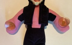 Vintage 13″ Plush Joker Doll Window Cling Plastic Face Retro Batman Villain