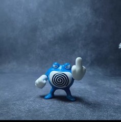 Anime Pokemon Poliwrath Middle Finger Poliwrath Action Figures