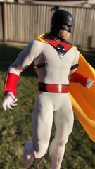 Space Ghost Action Figure White Yellow Cape Plastic Fabric Red Black