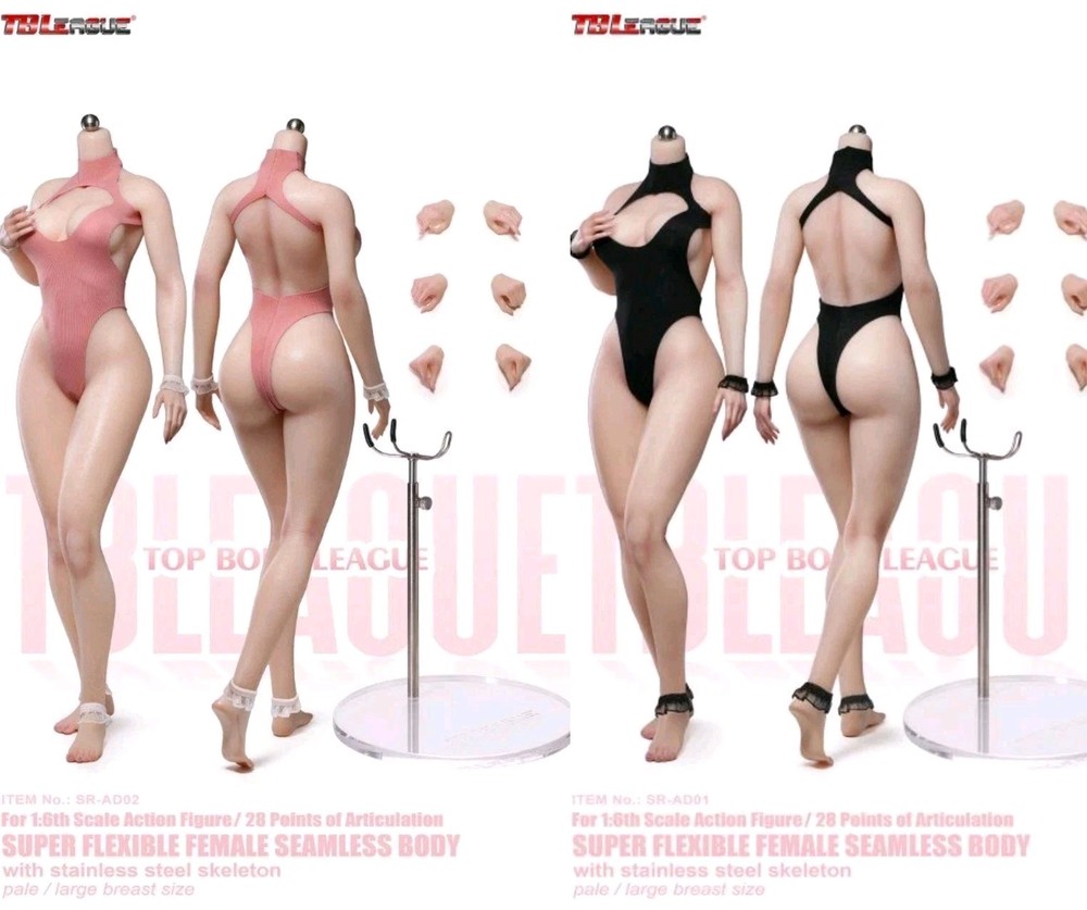 TBLeague 1/6 SR-AD01&02 Platinum-Grade Silicone Girls Pink/Black Figures Bundle