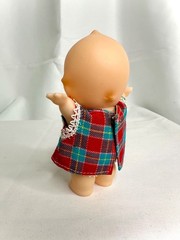 VINTAGE KEWPIE WITH PLAID DRESS COIN BANK DOLL SOFT VINYL TOY JAPAN SOFUBI