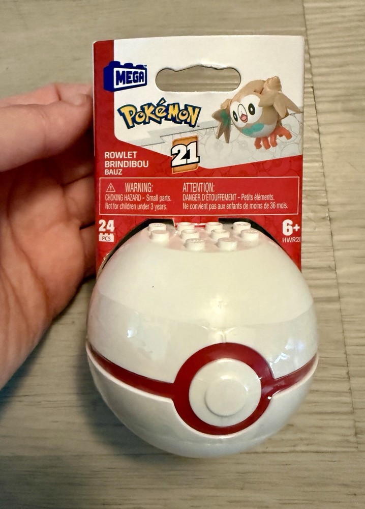 MEGA Pokemon Rowlet Building Toy Kit Poseable Action Figure (24-PC) NEW!!