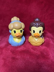 Disney Duckalooz Lot of 2 Just Play Rubber Ducks Belle Cinderella 3” Princess