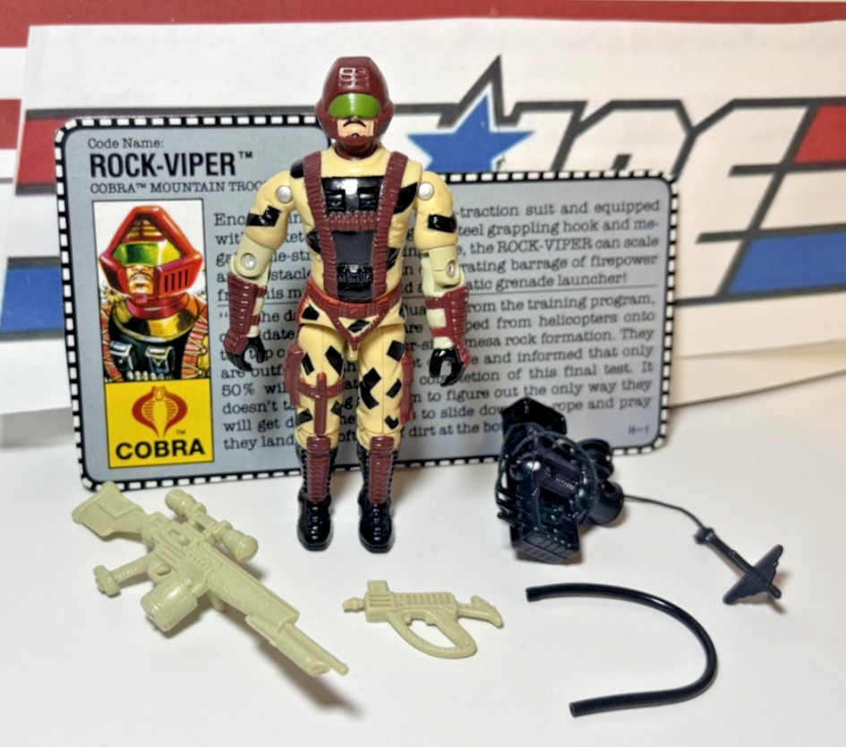 GI Joe Cobra Rock Viper 1990 v1 *100% COMPLETE w/Card, Near Mint!* Vintage ARAH