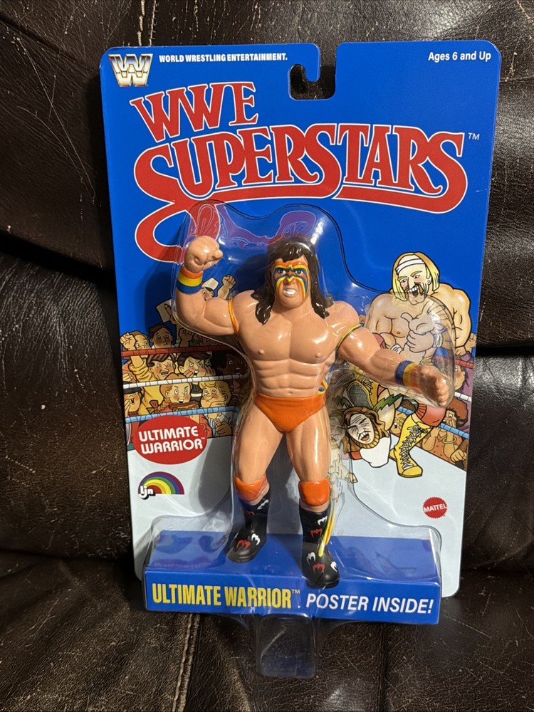 WWE LJN MATTEL SUPERSTARS ULTIMATE WARRIOR 8″ ACTION FIGURE BLUE CARD