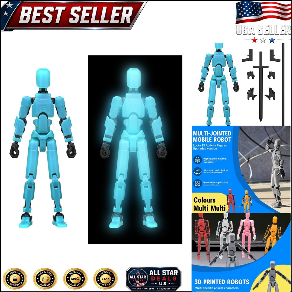 Lucky 13 Mini Robot Action Figure – Elegant 3D Printed Glow-in-the-Dark Design