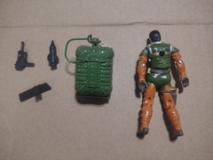 GI Joe 1990 Sky Patrol Altitude With Parachute Gun, Mortar Round, No Helmet