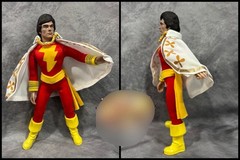 Custom SHAZAM CAPTAIN MARVEL Mego figure signed by actor JACKSON BOSTWICK 2xs!!