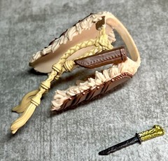 D&D Holga Skirt Custom 1:12 6” Figure Gold Knife Sheath Medieval Native Rope