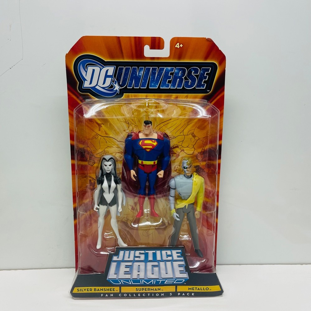 Metallo Silver Banshee Superman Red Eyes Justice League Unlimited 3 pk NIP 4″