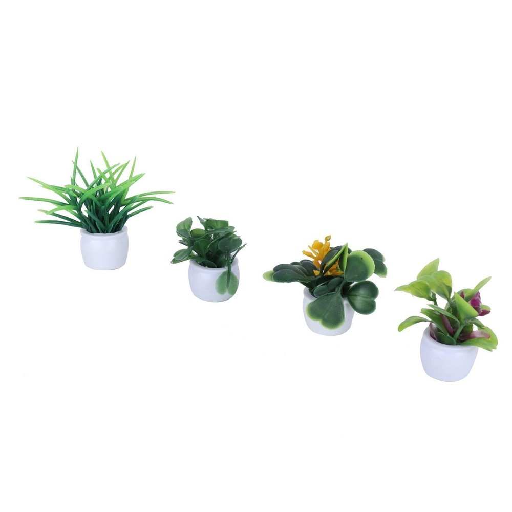 4 Pcs Mini Simulation Pot Plants Set Artificial Potted Plants Set with