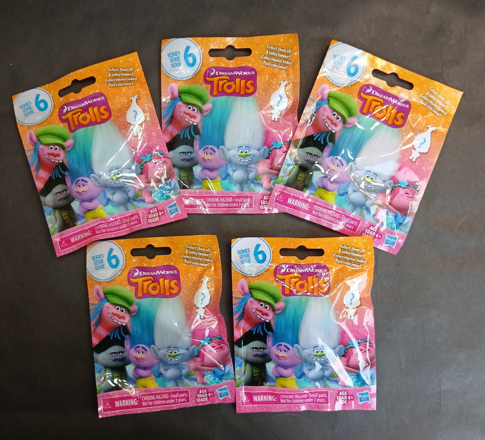 Dreamworks Trolls Blind Bag Mini Figure Series 6 Hasbro New Sealed Lot Of 5
