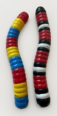 Bonkers Toys Slither.io Bendable Worms 2 Piece 2016 Black White Red & Blue/R/Y