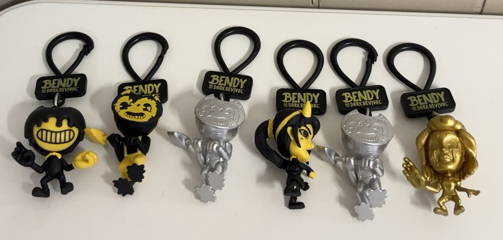 Bendy And The Dark Revival Backpack Clip Key Chain & Figure Lot of 6 Gift