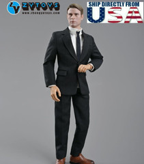 1/6 Scale Men Business Suit Full Set BLACK For 12″ Hot Toys Ganghood Male Figure