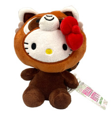 Hello Kitty plush Toy Dressed as Red Panda Bear 6 inch tall by Sanrio New