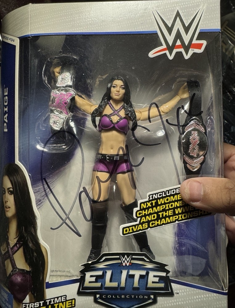 Mattel WWE Paige Elite Collection Series 34 Action Figure Autographed Brand New