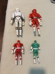 Bandai Vintage 1993-1994 Power Rangers Zeo Red & White Ranger 8” Red & Green 5”