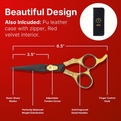 H&S Goldblack Series Professional Hair Cutting Scissors | Premium Japanese Stain
