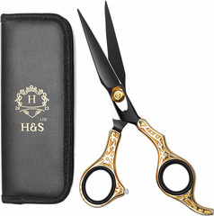 H&S Goldblack Series Professional Hair Cutting Scissors | Premium Japanese Stain