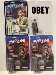 Lot 4 THEY LIVE Male Ghoul Gray Glow in Dark Action Figure ReAction Super 7 Obey