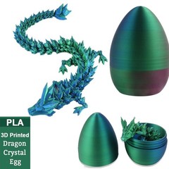 PLA Crystal Dragon Egg With 3D Printed Dragon Inside Articulated Crystal Gift US