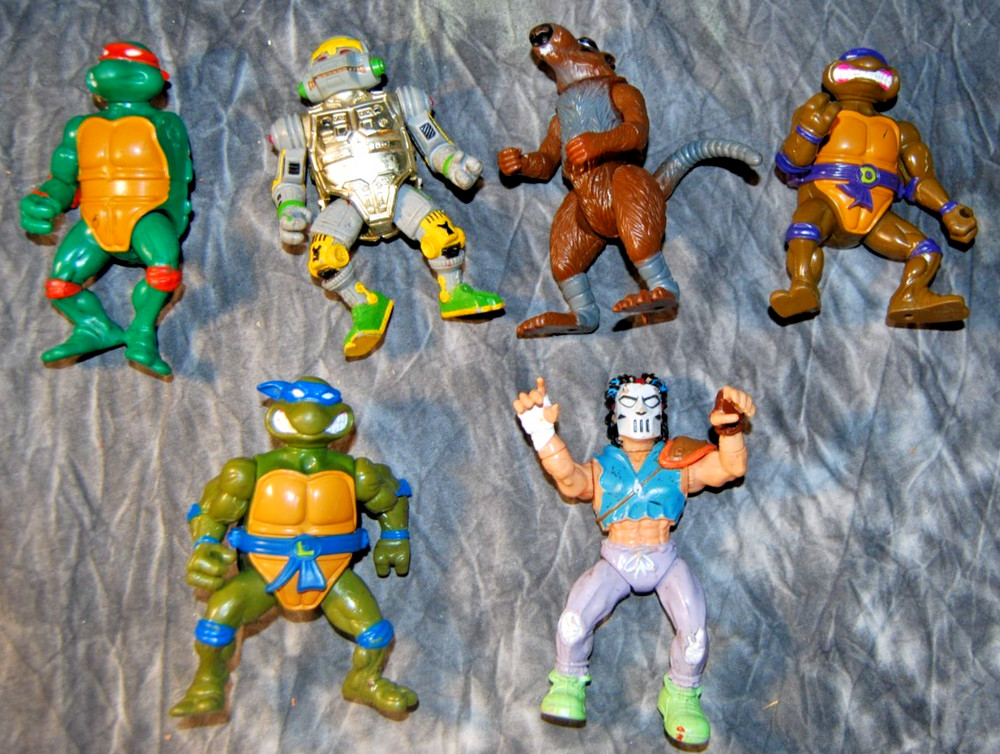 Vintage TMNT Figure Lot 1988-1991 Playmates Casey Jones Metalhead Splinter Leo