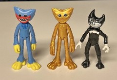 Lot Of 3 Poppy Playtime Smiling Huggy Wuggy 5″ Posable Action Figures PhatMojo