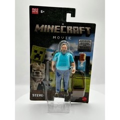 Mattel A Minecraft Movie Steve 4″ Action Figure Jack Black Iron Sword + Satchel