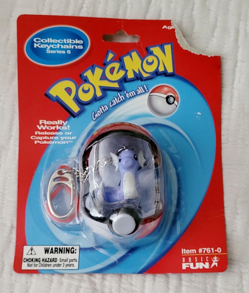 Vintage Dratini Pokemon Factory Sealed Keychain Pokeball Basic Fun RARE