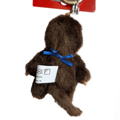 4″ Monchhichi Keychain – Classic Boy, Blue Bib Mascot – Authentic Plush Mascot