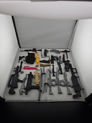 GI Joe Weapons Lot of 34 Pieces Guns Rocket Launchers Knives Holsters Backpack