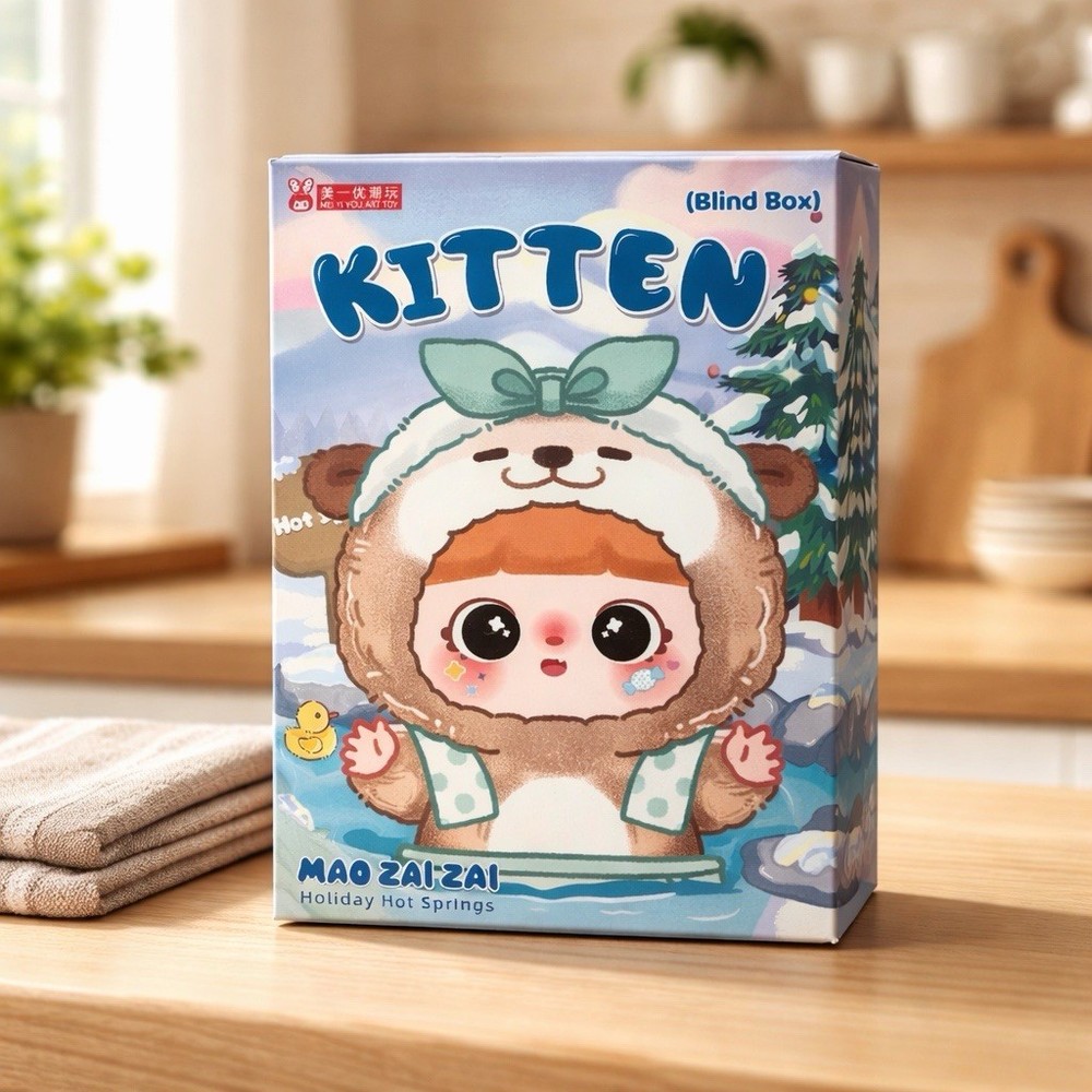Mei Yi You Art Toy Mao Zai Zai Holiday Hot Springs Blind Box Figurine Cat Rabbit